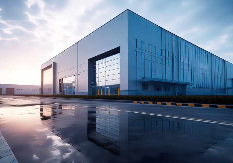 Firmengebäude mit Lagerhalle